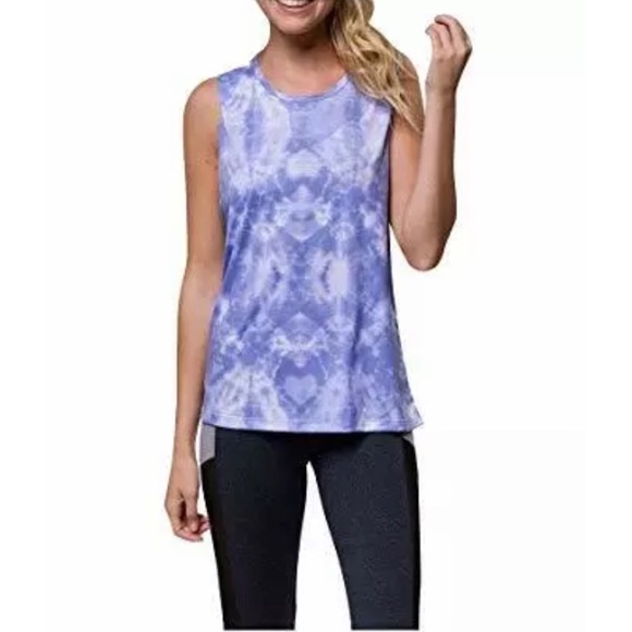 Onzie Hot Yoga Purple Tie Dye Twist Back Top M/L - Picture 2 of 5